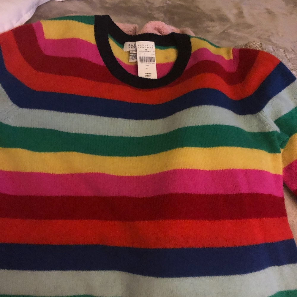 Barney's Striped Cashmere Sweater NWT Med